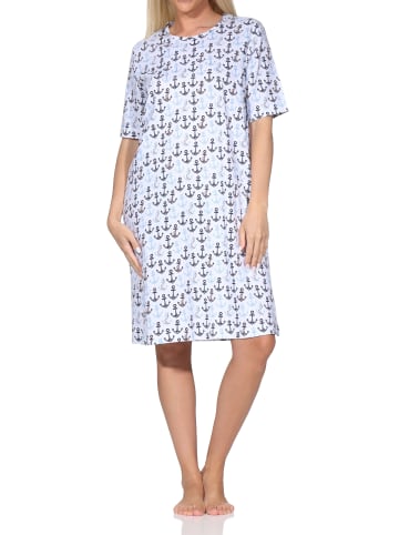 NORMANN Kurzarm Nachthemd Maritimer Look in Allover