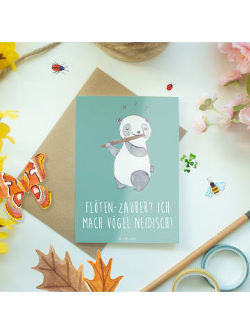 Mr. & Mrs. Panda Beileidskarte Flöte Zauber mit Spruch in Meeresbrise