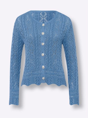 Heine Ajourstrickjacke in mittelblau