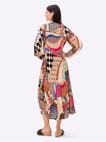 Heine Druckkleid in champagner-royalblau-bedruckt