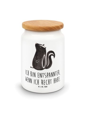 Mr. & Mrs. Panda Keksdose Stinktier Sitzen mit Spruch in Weiß