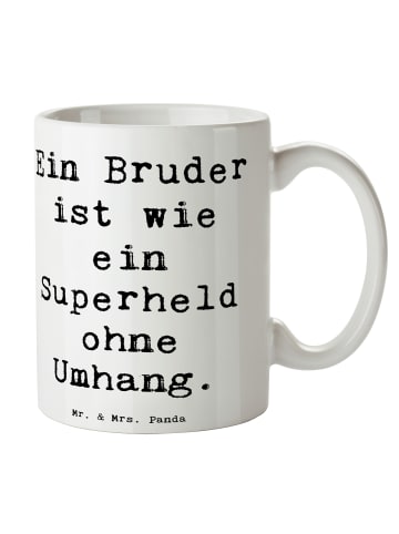 Mr. & Mrs. Panda Kaffeetasse Spruch Bruder Superheld mit Spruch in Weiß