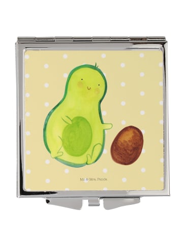 Mr. & Mrs. Panda Handtaschenspiegel quadratisch Avocado Kern rol... in Gelb Pastell