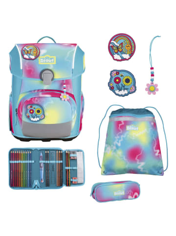 Scout Neo Exklusiv Safety Light - Schulranzen Set 5tlg. (Flames) in Happy Rainbow