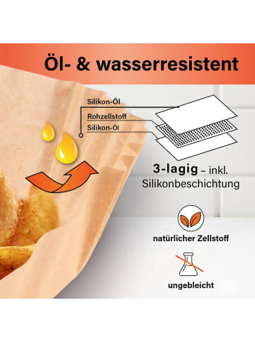 Gourmet Maxx Backpapier-Schalen für Heißluft-Fritteusen 200er-Set 20x20x4,5cm braun Braun