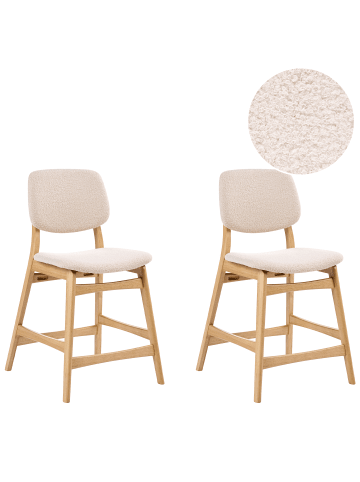 Beliani 2er-Set Barhocker ELAINE in Braun/Beige
