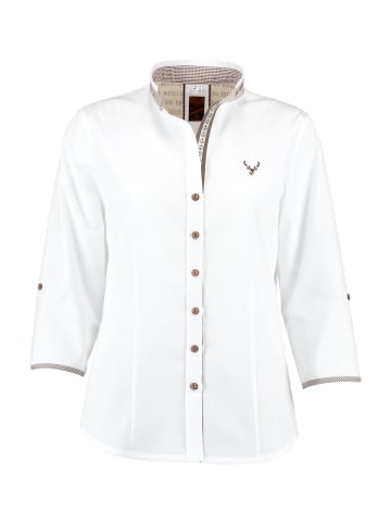 OS-Trachten Trachtenbluse 450006-3684 in weiß-taupe