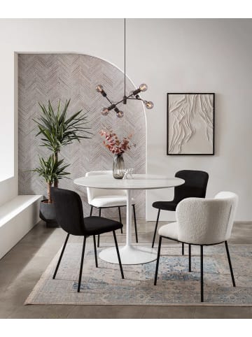 SalesFever Bistrotisch rund  Ø 110 cm in Marmoroptik und Metallgestell in Weiß