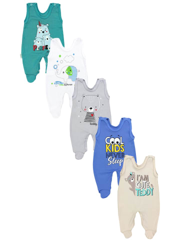 TupTam Baby Strampler mit Aufdruck Spruch 5er Pack in grau/grün