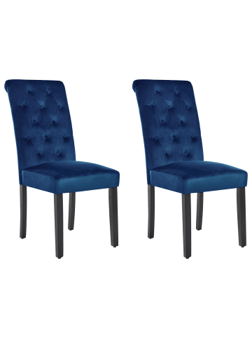 Beliani 2er-Set Esszimmerstuhl VELVA in Blau/Schwarz