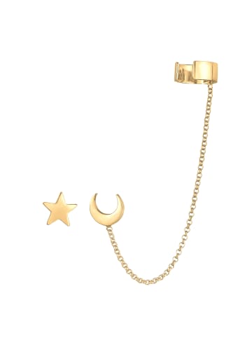 Elli Ohrringe 925 Sterling Silber Astro, Halbmond, Sterne in Gold