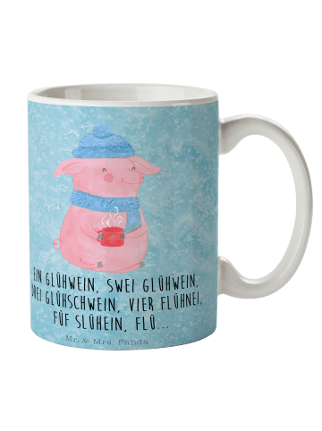 Mr. & Mrs. Panda Teetasse Schweinchen Glühwein mit Spruch in Eisblau