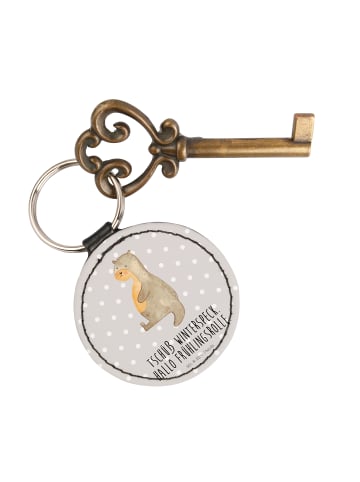 Mr. & Mrs. Panda Anhänger Otter Bauch mit Spruch in Grau Pastell