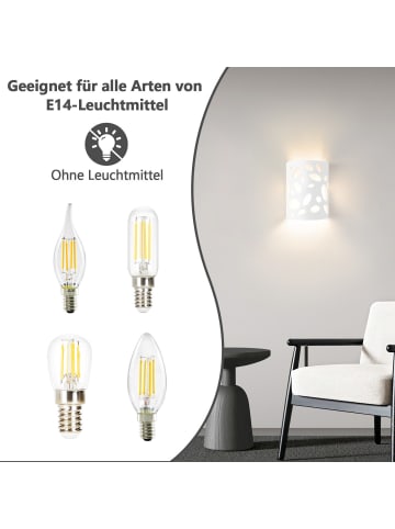 ZMH Wandleuchte in weiß E14 Up and Down Design Modern Hallampe Gipslampe