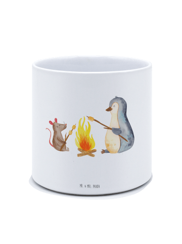 Mr. & Mrs. Panda Blumentopf Groß Pinguin Lagerfeuer ohne Spruch in Weiß