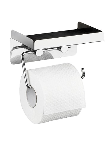 Wenko Toilettenpapierhalter mit Ablage für Taschentücher - 2 in 1 in Silbern