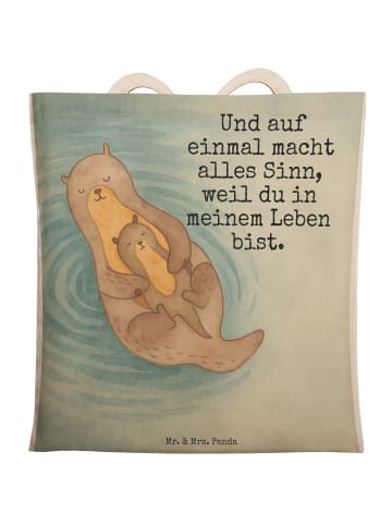 Mr. & Mrs. Panda Tote Bag Otter Kind Design mit Spruch in Weiß