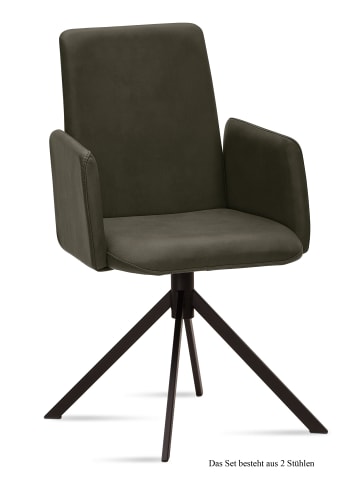 58 aufm Kessel ARMLEHNSTUHL (2er-Set) Drina 52x92x60 Schwarz/Khaki