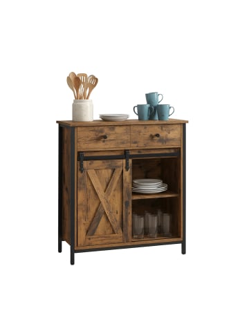 relaxdays Sideboard in Braun/ Schwarz - (B)70 x (H)80 x (T)30 cm