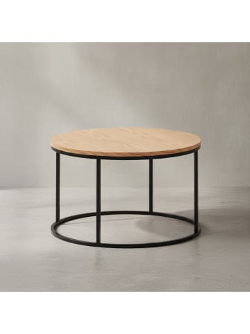 KADIMA DESIGN Couchtisch | Holz/Metall, Eiche, 70x70x45cm, Rund
