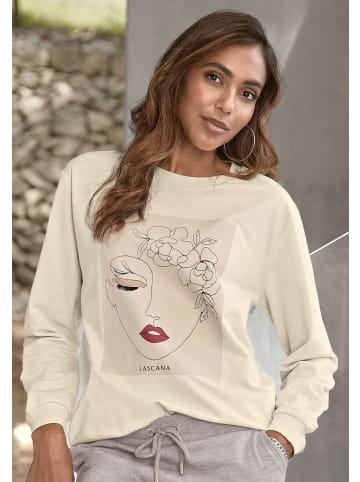 LASCANA Sweatshirt in hellbeige-natur-hellrosa