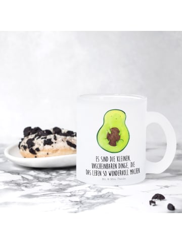 Mr. & Mrs. Panda Teeglas Avocado Kern mit Spruch in Transparent