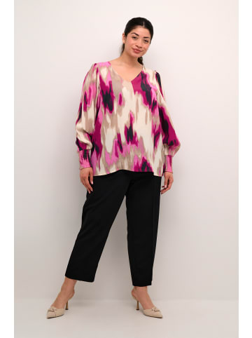 KAFFE curve Langarm-Bluse KCalona Regular fit in Pink Abstract Print