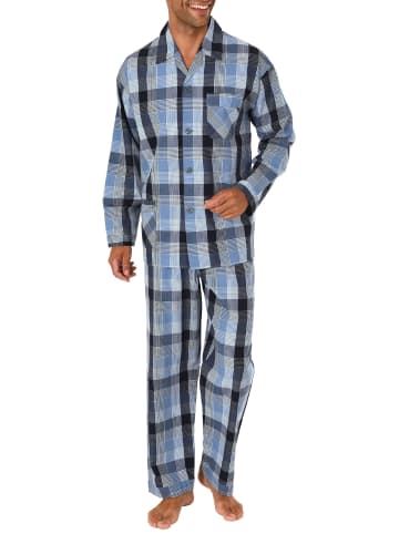 NORMANN Pyjama durchknöpfbar GinghamMuster - 45992 in marine