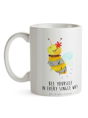 Mr. & Mrs. Panda Kaffeetasse Biene Blume mit Spruch in Weiß