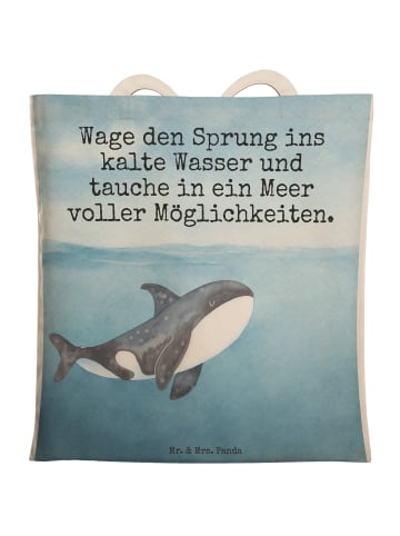 Mr. & Mrs. Panda Tote Bag Orca Design mit Spruch in Weiß