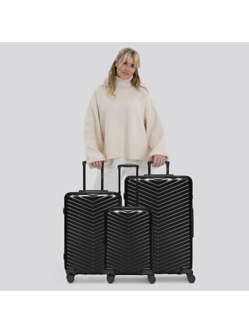 Redolz Essentials 18 4 Rollen Kofferset 3-teilig mit Dehnfalte in metallic-black shiny