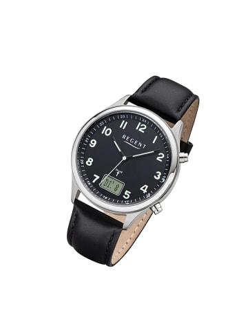 Regent Analog-Digital-Funkuhr Regent Funkuhren schwarz groß (ca. 40mm)