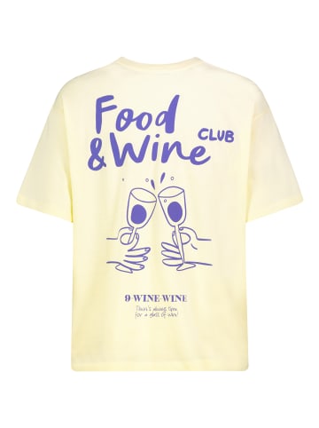 Sublevel Kurzarm T-Shirt Schriftzugprint Rundhals in Gelb