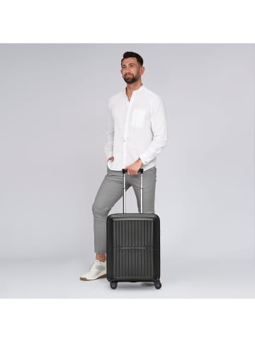 Pactastic Collection 01 4 Rollen Kabinentrolley S 55 cm mit Dehnfalte in black-metallic