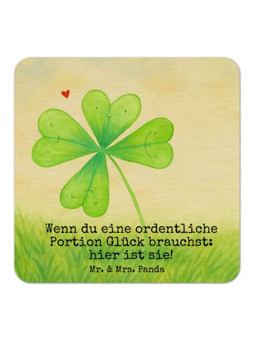 Mr. & Mrs. Panda Tischuntersetzer Blume Kleeblatt Design mit Spruch in Weiß