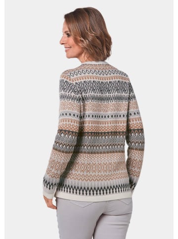 GOLDNER Zeitloser Norweger-Pullover in grau / camel / gemustert