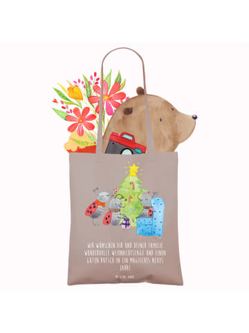 Mr. & Mrs. Panda Shopper Weihnachten Smörle mit Spruch in Braun Pastell