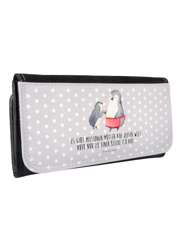 Mr. & Mrs. Panda Damengeldbeutel Pinguin mit Kind mit Spruch in Grau Pastell