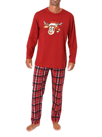 NORMANN Schlafanzug Weihnachten langarm Renntier - 88360 in rot