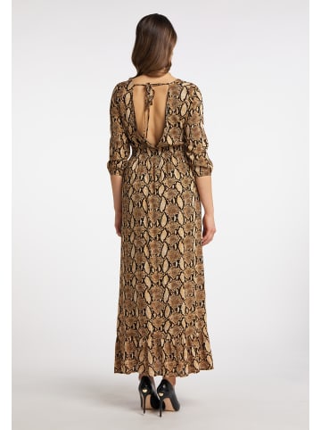 faina Damen Maxikleid in Beige Schlange