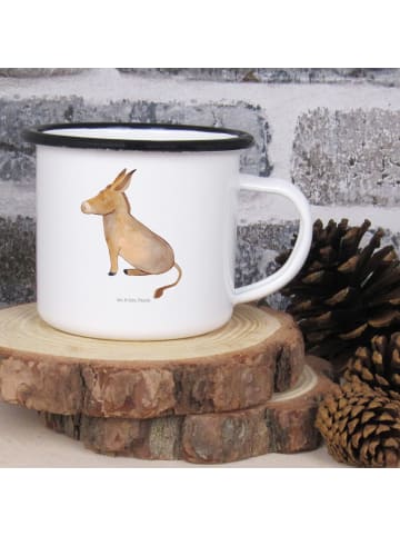 Mr. & Mrs. Panda XL Emaille Tasse Esel ohne Spruch in Weiß