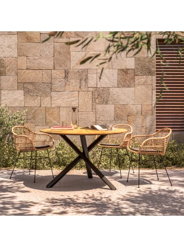 home24 Gartenstuhl KALO 2er-Set in Beige-Schwarz