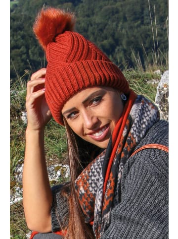 styleBREAKER Strick Bommelmütze in Cognac