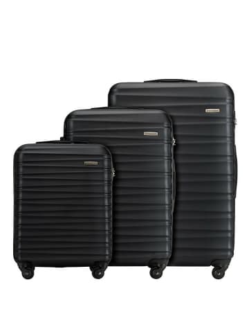 Wittchen 3tlg. Koffer Set GROOVE Line Kollektion (H)77 x(B)52x(T)29cm in Schwarz