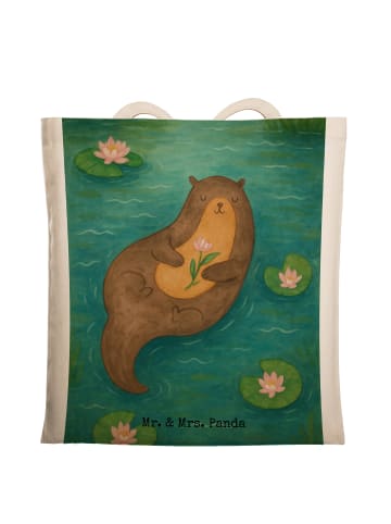 Mr. & Mrs. Panda canvas tasche Otter Seerose Design ohne Spruch in Weiß