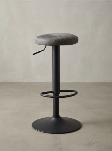 KADIMA DESIGN Barhocker | Samt-Wildleder, 58-79cm Höhe, Eisenmaterial in Grau