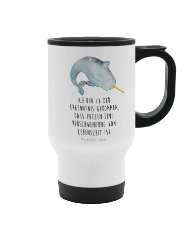 Mr. & Mrs. Panda Thermobecher Narwal mit Spruch in Weiß