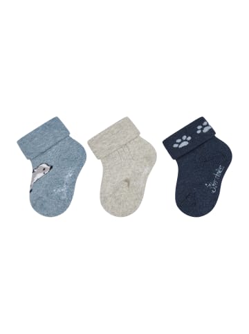 Sterntaler Baby Socken 3er-Pack Dachs in helles blau