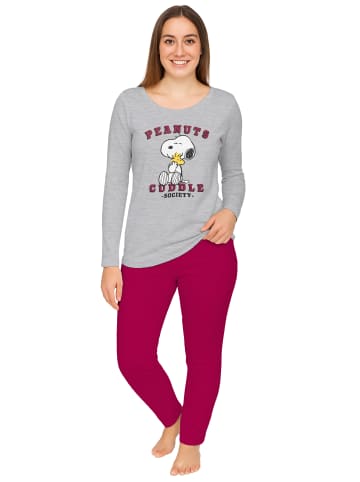 Snoopy The Peanuts Snoopy Schlafanzug Pyjama Set Langarm Oberteil in Mehrfarbig