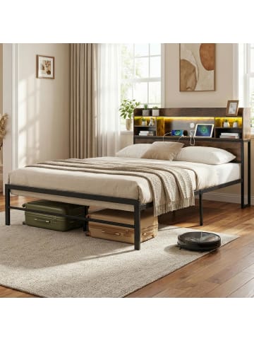 COSTWAY Bettgestell 140 x 200 cm in Schwarz